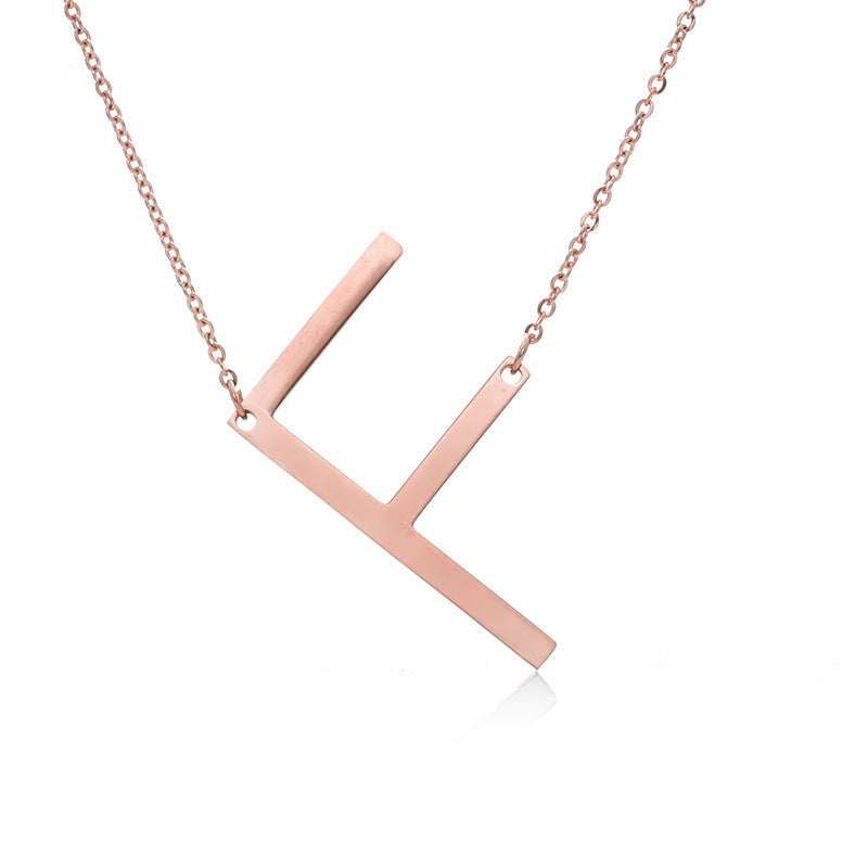 Stainless Steel Initial Letter Pendant Necklace