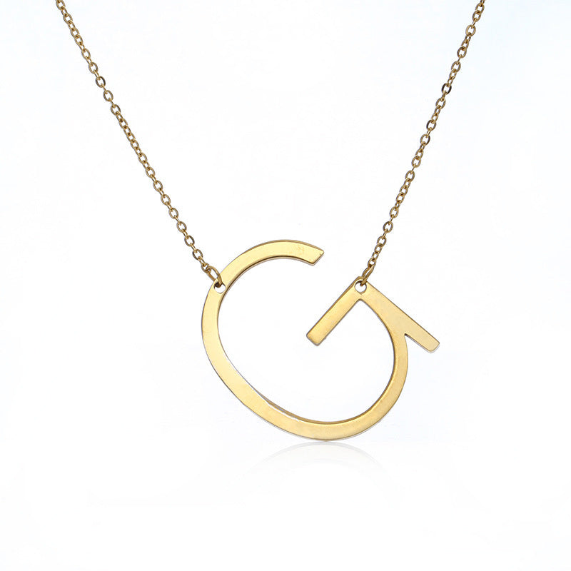 Stainless Steel Initial Letter Pendant Necklace
