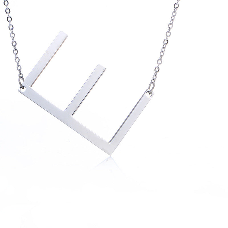 Stainless Steel Initial Letter Pendant Necklace