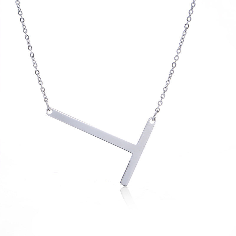 Stainless Steel Initial Letter Pendant Necklace