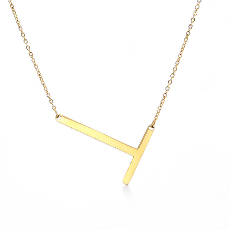 Stainless Steel Initial Letter Pendant Necklace