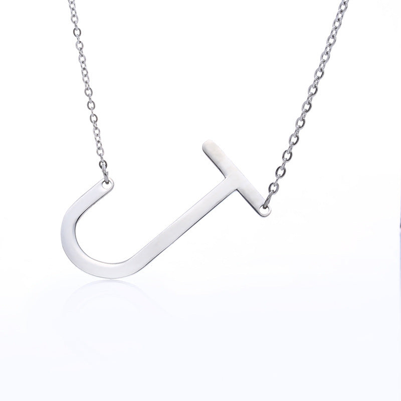 Stainless Steel Initial Letter Pendant Necklace