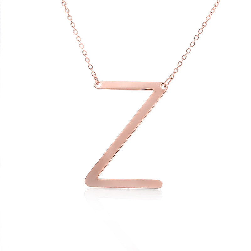 Stainless Steel Initial Letter Pendant Necklace