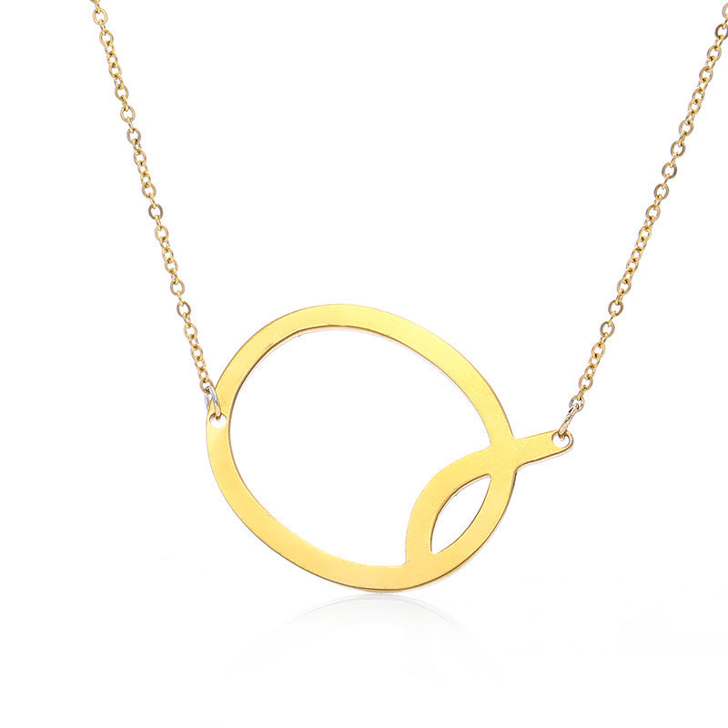 Stainless Steel Initial Letter Pendant Necklace