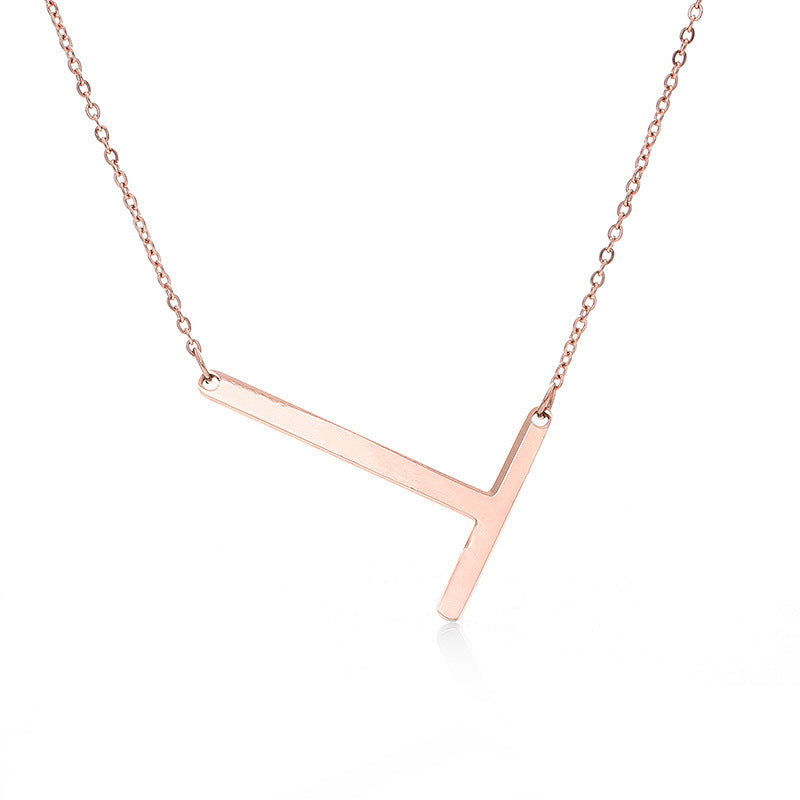 Stainless Steel Initial Letter Pendant Necklace