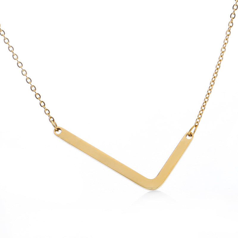 Stainless Steel Initial Letter Pendant Necklace
