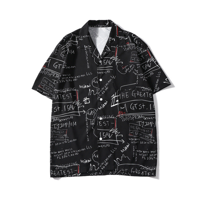 Men's Coastal Letter Graphic Beach Shirt