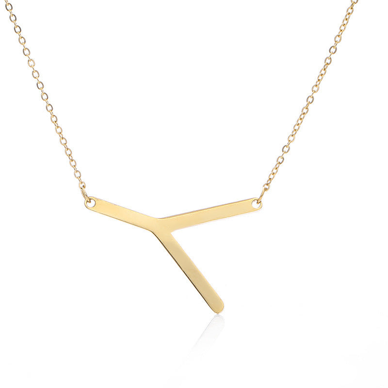 Stainless Steel Initial Letter Pendant Necklace