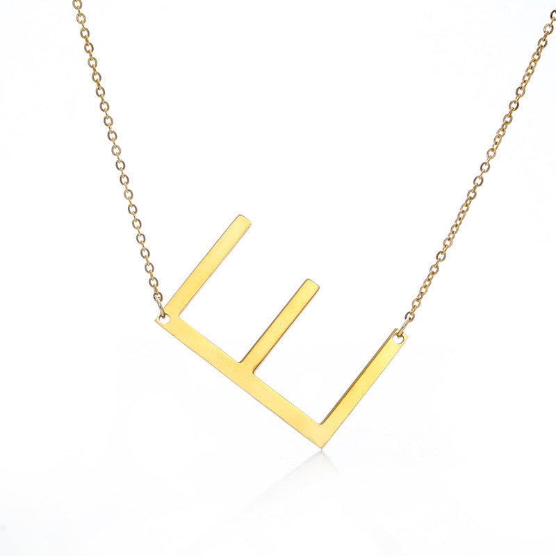 Stainless Steel Initial Letter Pendant Necklace
