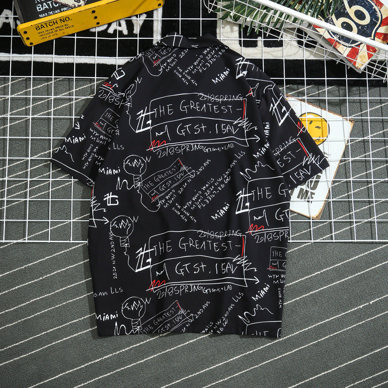 Men's Coastal Letter Graphic Beach Shirt