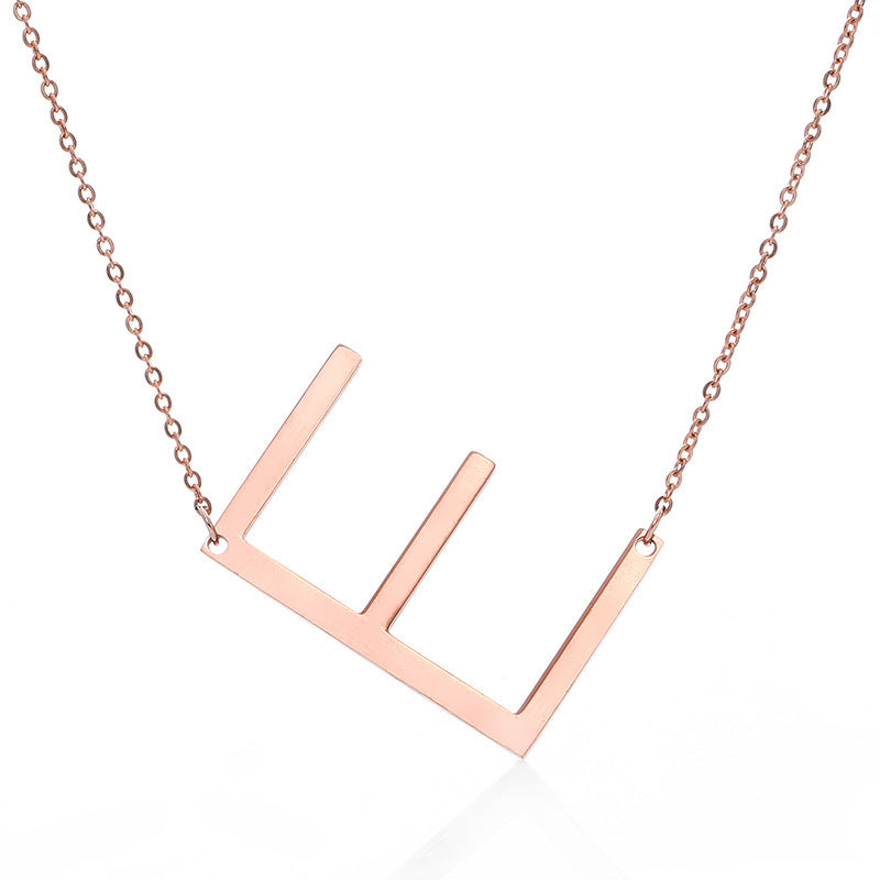 Stainless Steel Initial Letter Pendant Necklace