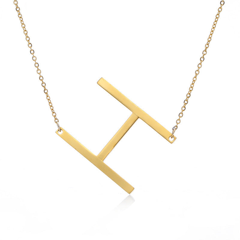 Stainless Steel Initial Letter Pendant Necklace