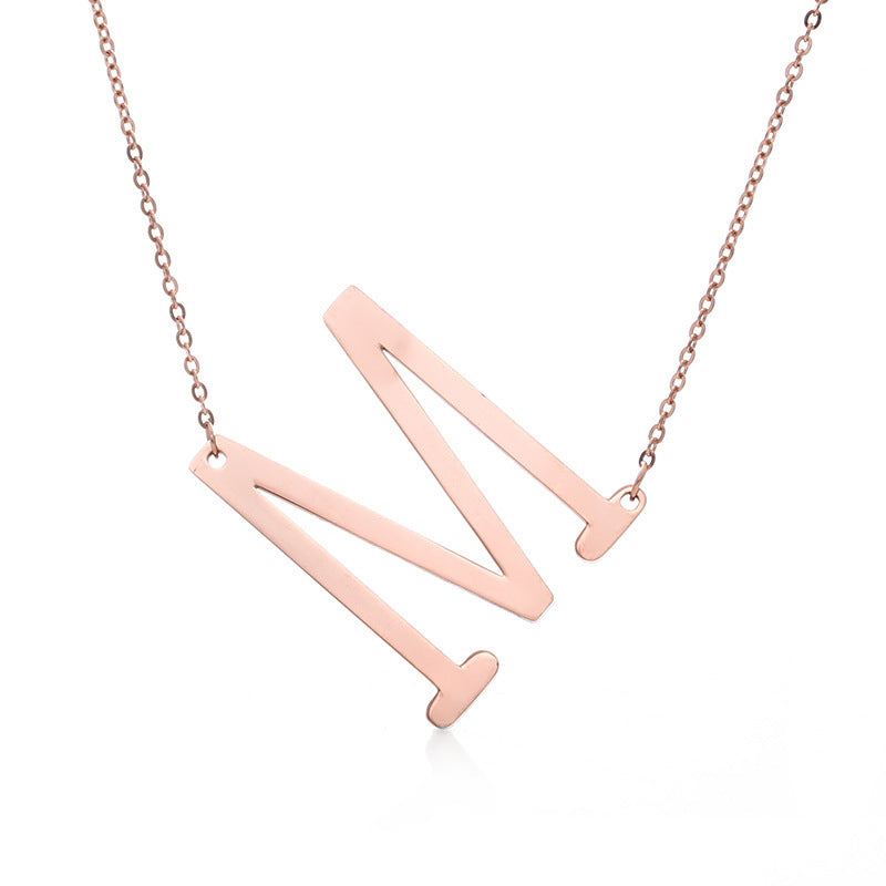Stainless Steel Initial Letter Pendant Necklace