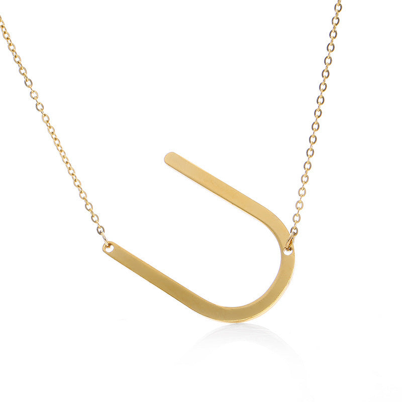 Stainless Steel Initial Letter Pendant Necklace
