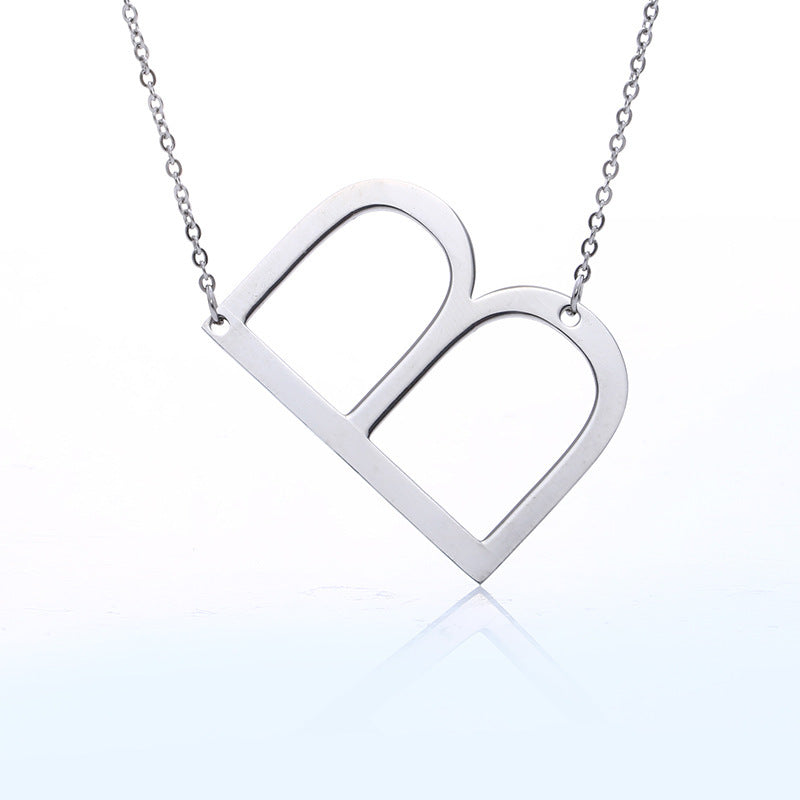 Stainless Steel Initial Letter Pendant Necklace