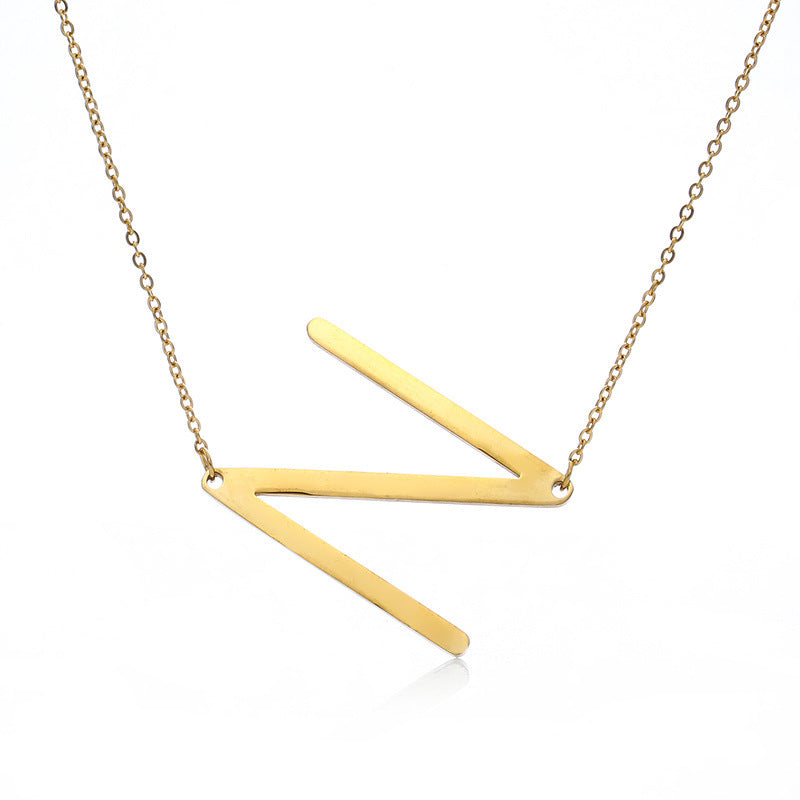 Stainless Steel Initial Letter Pendant Necklace