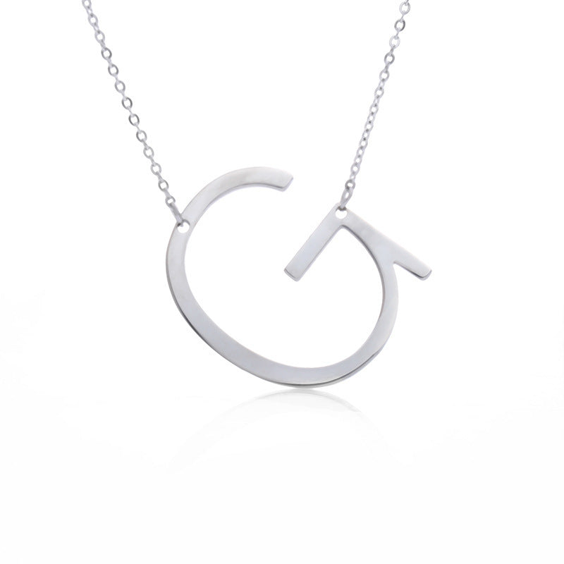 Stainless Steel Initial Letter Pendant Necklace