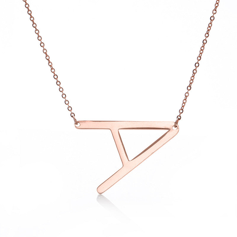 Stainless Steel Initial Letter Pendant Necklace
