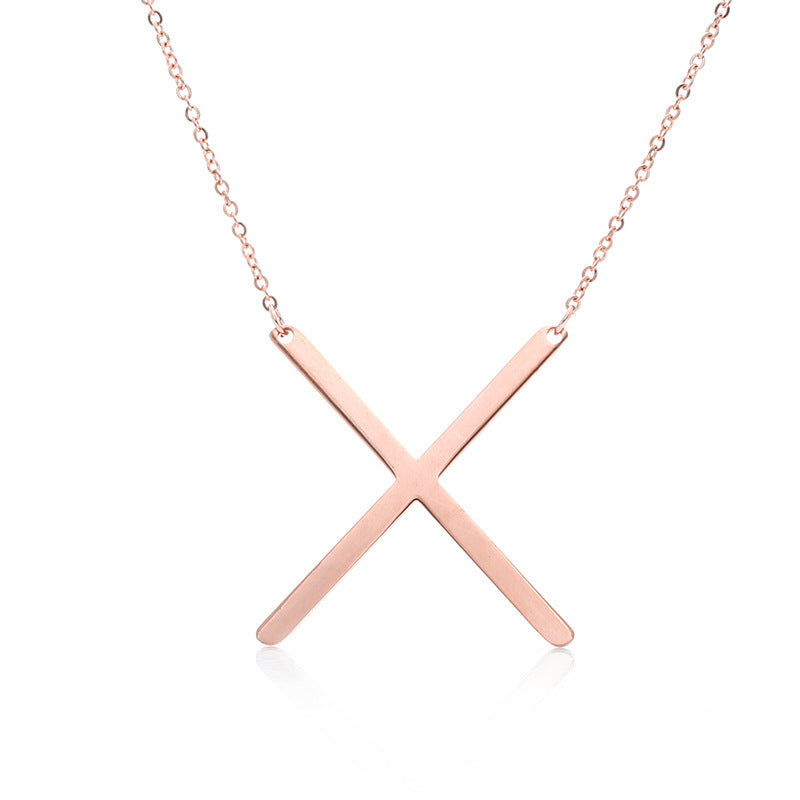 Stainless Steel Initial Letter Pendant Necklace