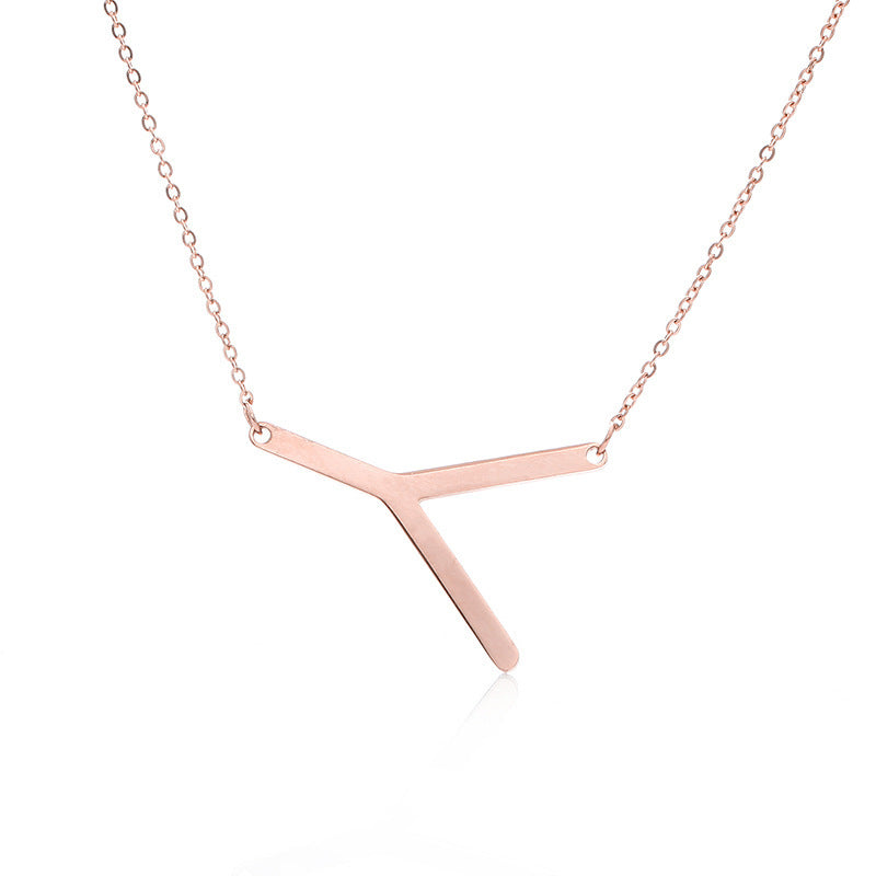 Stainless Steel Initial Letter Pendant Necklace