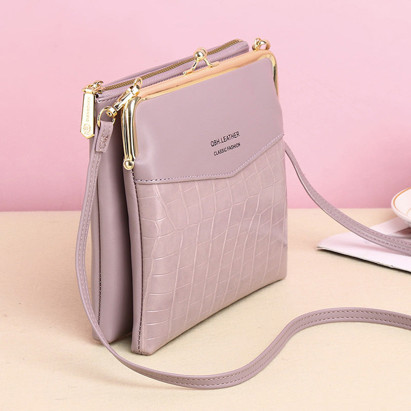 Women's Alligator-Patterned Lock Shoulder Crossbody Bag