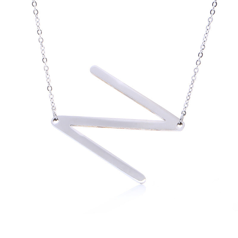 Stainless Steel Initial Letter Pendant Necklace