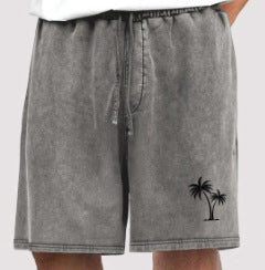 Men's Cotton Shorts Beach Drawstring Elastic Waist