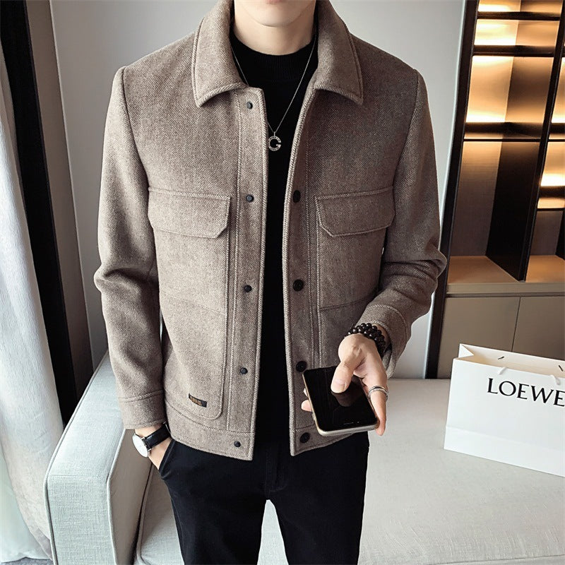 Men's Winter Woolen Lapel Short Coat