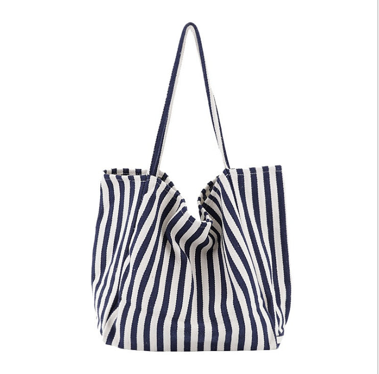 Striped Canvas High Capacity Totes Bags For Women