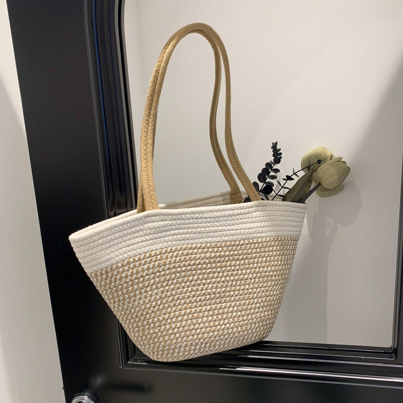 Spring Colorblock Straw Bag