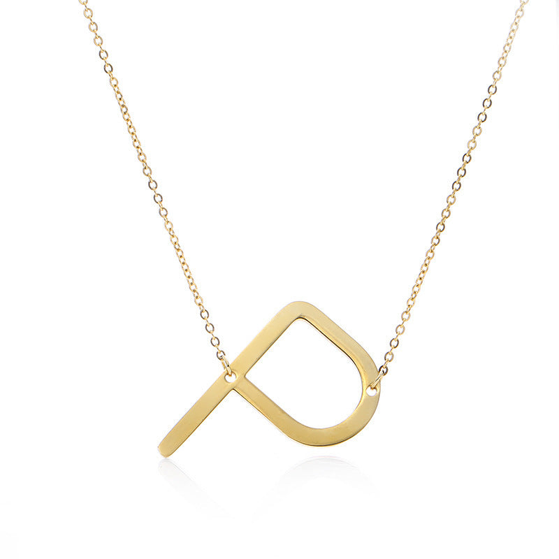 Stainless Steel Initial Letter Pendant Necklace