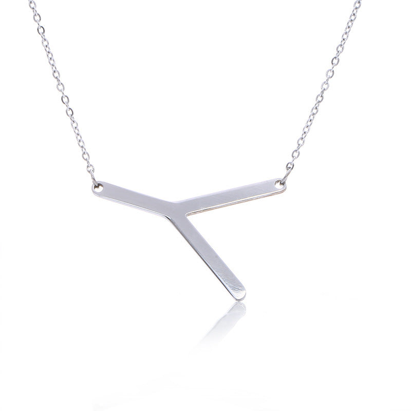 Stainless Steel Initial Letter Pendant Necklace