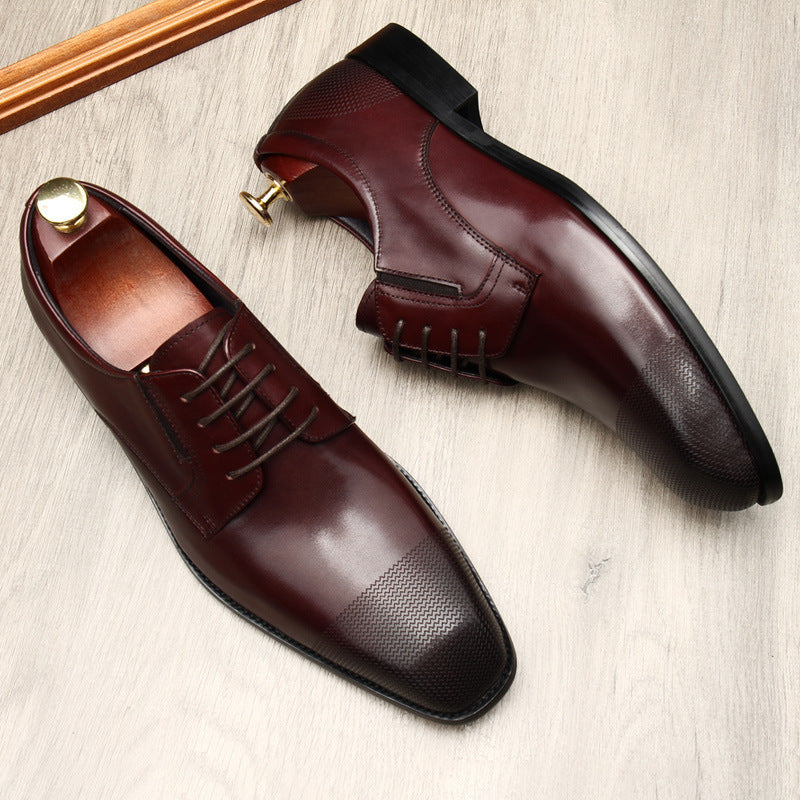 Cowhide Square-Toe Men's Leather Shoes