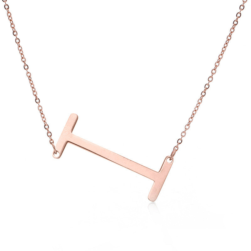 Stainless Steel Initial Letter Pendant Necklace