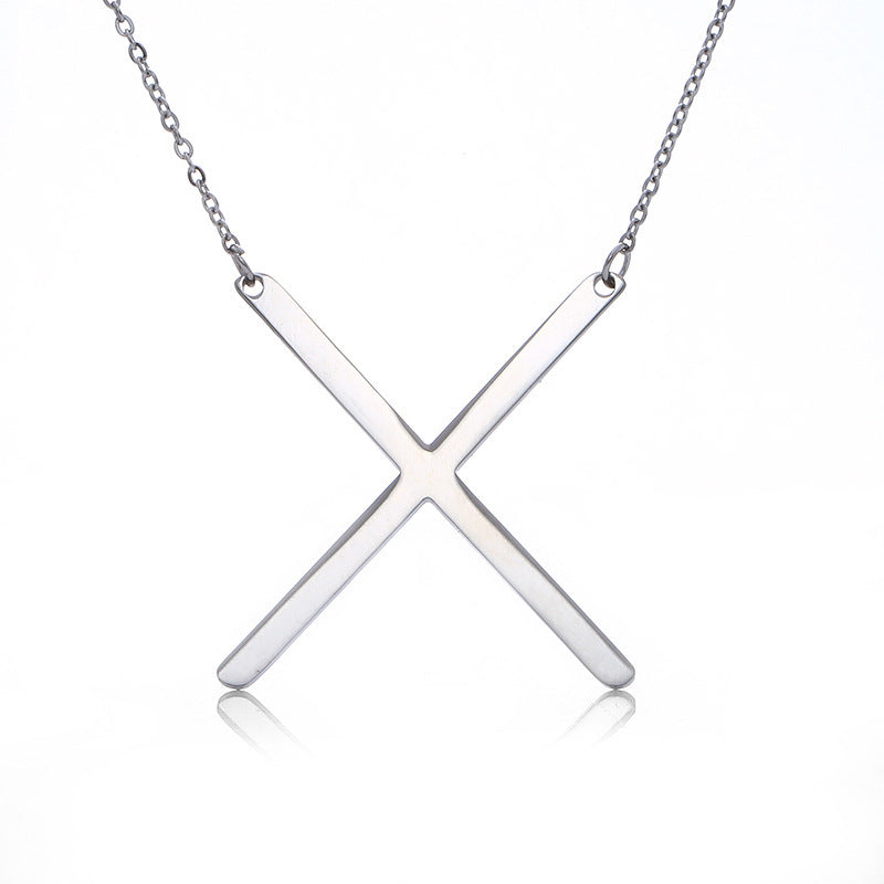 Stainless Steel Initial Letter Pendant Necklace