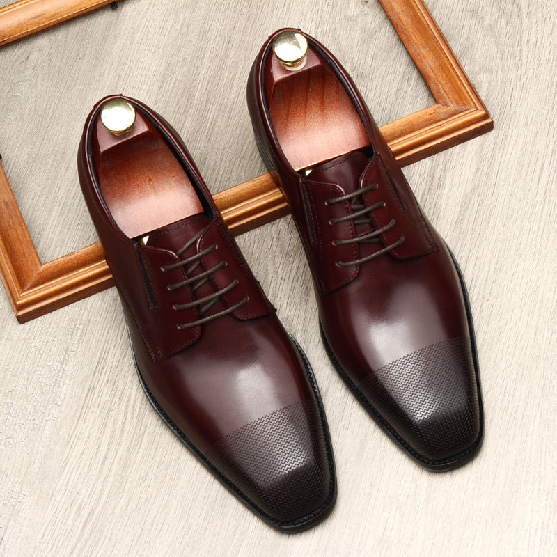 Cowhide Square-Toe Men's Leather Shoes