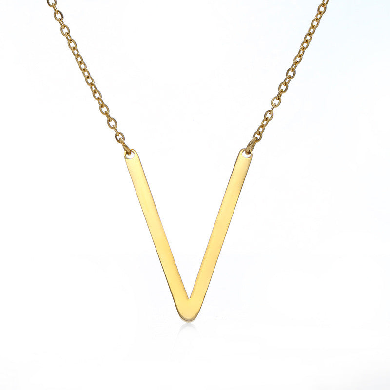 Stainless Steel Initial Letter Pendant Necklace