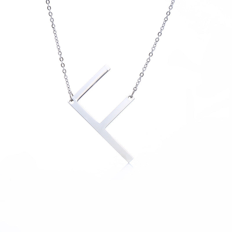Stainless Steel Initial Letter Pendant Necklace