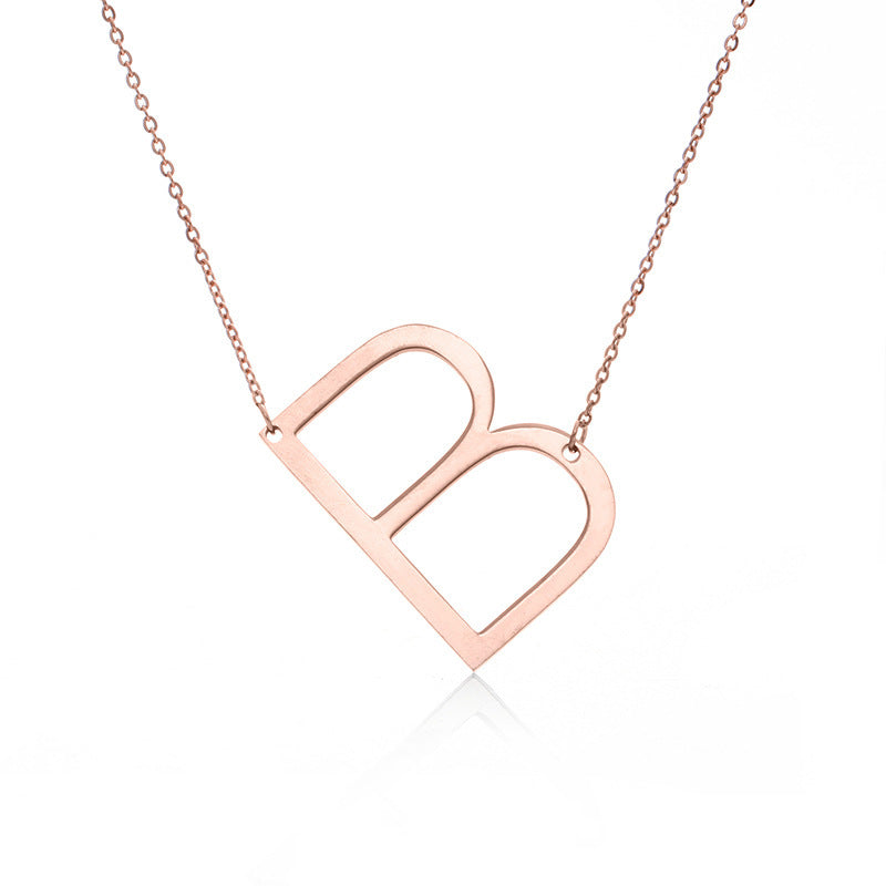 Stainless Steel Initial Letter Pendant Necklace