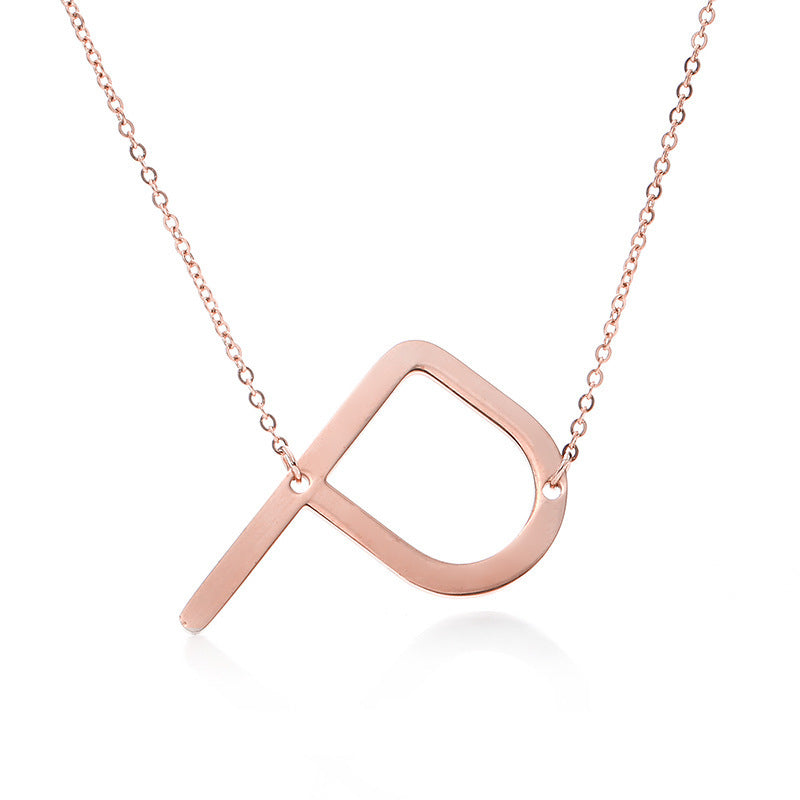 Stainless Steel Initial Letter Pendant Necklace
