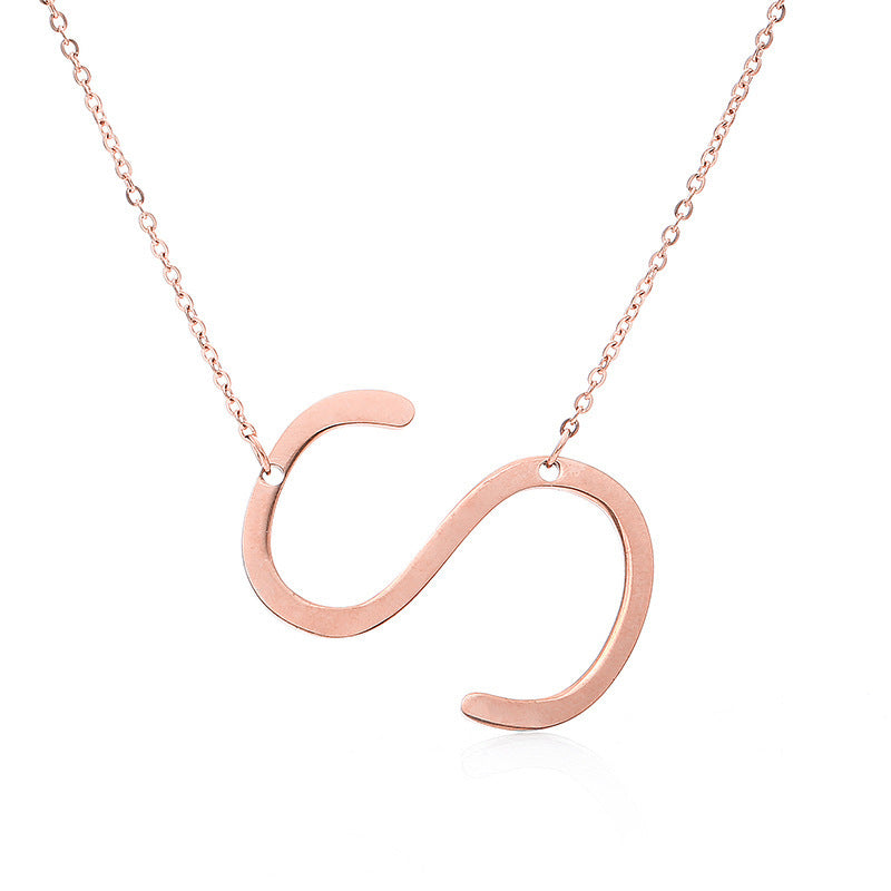 Stainless Steel Initial Letter Pendant Necklace