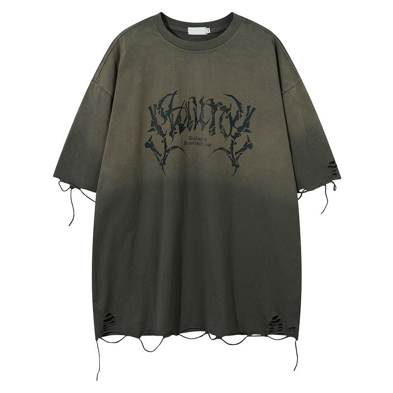 Retro Distressed Summer Loose Cotton T-shirt