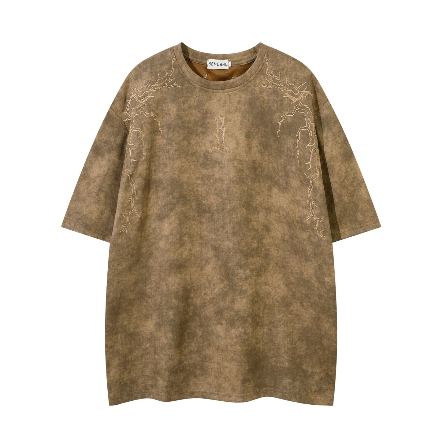 Men's Suede Thorns Embroidery T-shirt