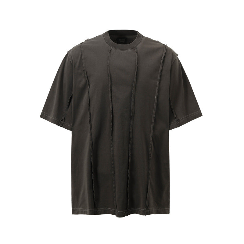 Retro Folding Patchwork Short-sleeved T-shirt Men