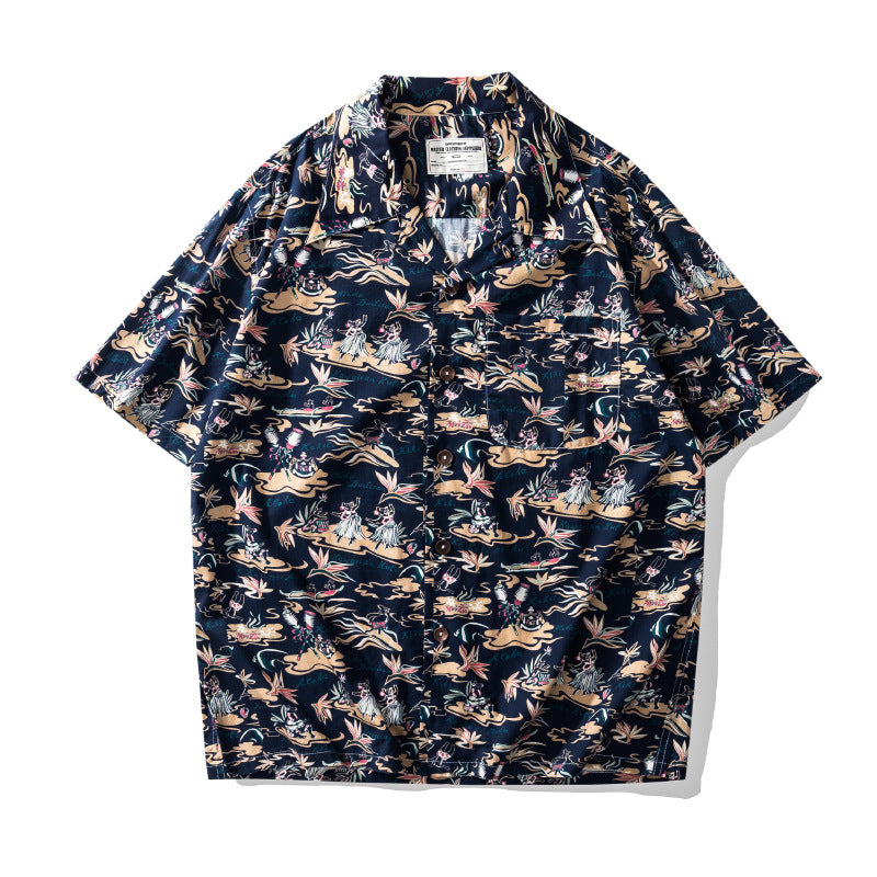 Hawaiian Shirt Cuban Collar Flower