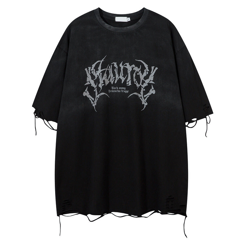 Retro Distressed Summer Loose Cotton T-shirt