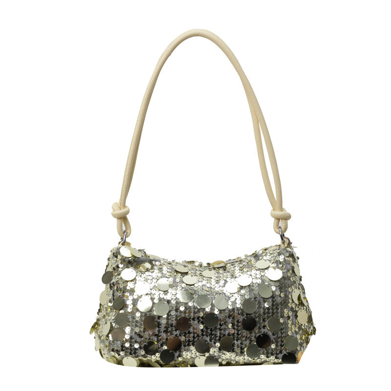 Sequined Chain-Strap Shoulder Messenger Pouch