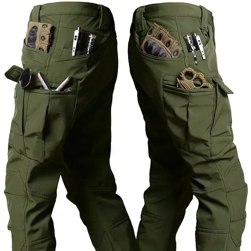 Hot Knee Double Layer Thickened Winter Men Multi Pocket Camouflage Waterproof and Windproof Assault Pants