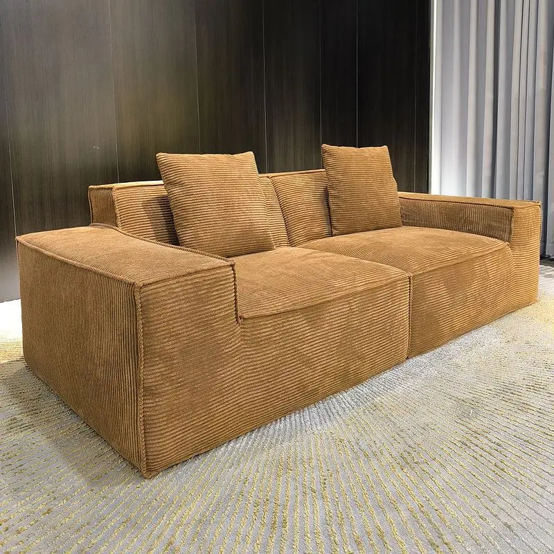 Nordic Light Luxury Style Corduroy Material Living Room Sofa Hotel Vacuum Compression Sofa Sponge Filling Multi-Person Sofa