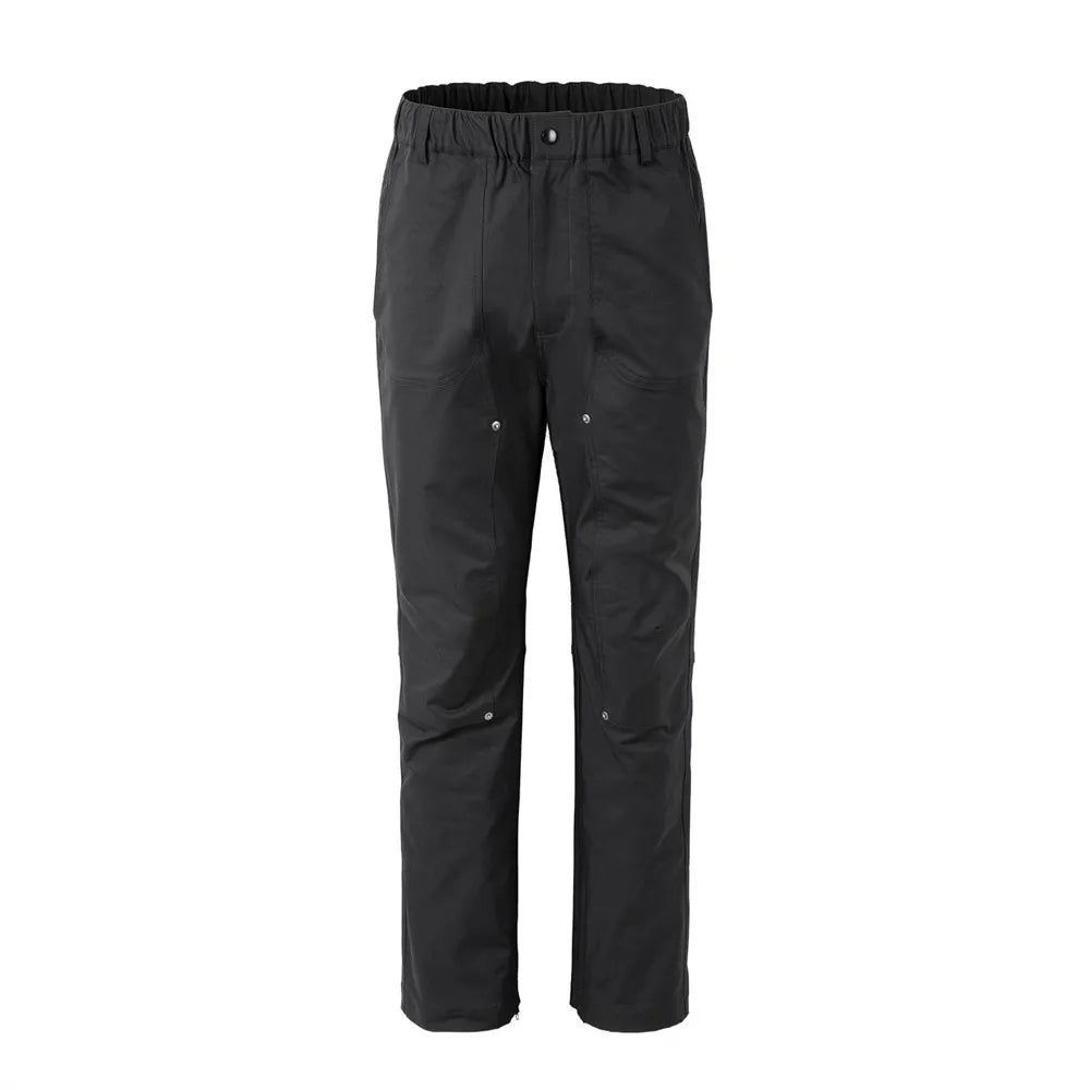 Solid Color Spliced Carpenter Pant Mens Double Knee Safari Style Elastic Waist Loose Cargo Pants Men Trousers
